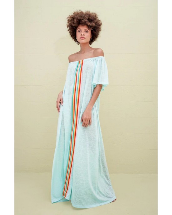 Pitusa Off The Shoulder Beach Kaftan Φόρεμα Aqua