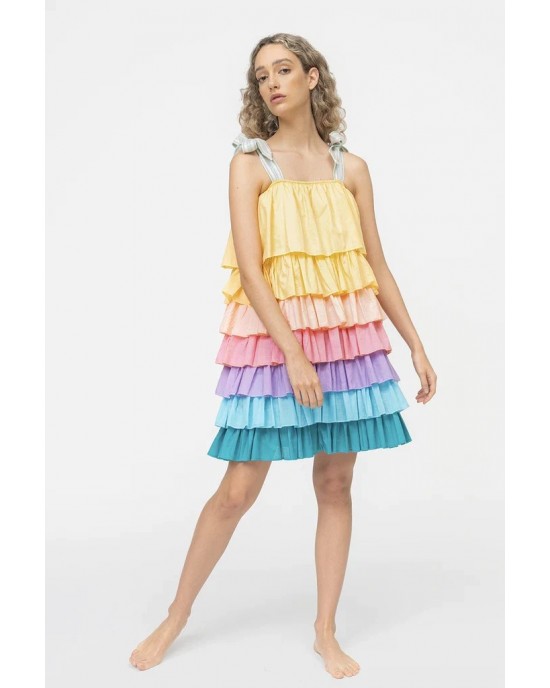 Pitusa Pinata Tiered Pastel Rainbow Mini Φόρεμα