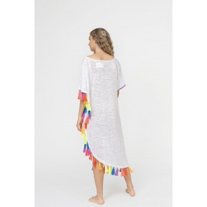 Pitusa Rainbow Tassel Slit Φόρεμα Λευκό