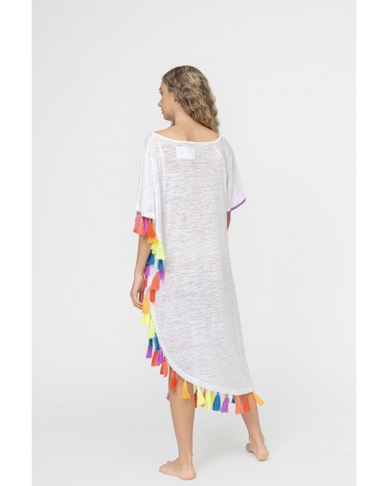 Pitusa Rainbow Tassel Slit Φόρεμα Λευκό
