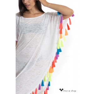 Pitusa Rainbow Tassel Slit Φόρεμα Λευκό