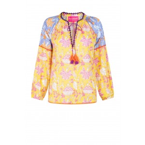 Place Du Soleil Leaf Print Yellow Μπλούζα