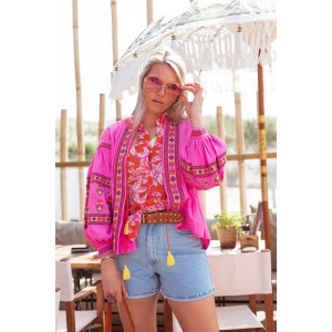 Place Du Soleil Embroidered Pink Ζακέτα/Μπλούζα