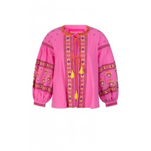 Place Du Soleil Embroidered Pink Ζακέτα/Μπλούζα