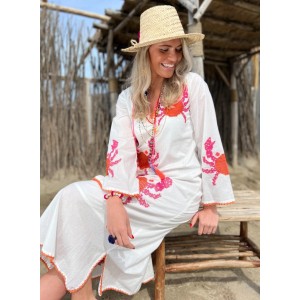 Place Du Soleil Crab White Long Φόρεμα Place Du Soleil Crab White Long Φόρεμα