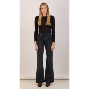 Salt & Pepper Alex Vintage Black Fade Out Flare Denim Παντελόνι
