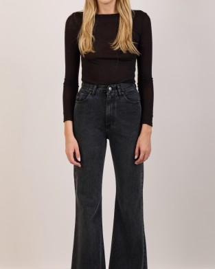 Salt & Pepper Alex Vintage Black Fade Out Flare Denim Παντελόνι