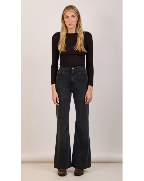 Salt & Pepper Alex Vintage Black Fade Out Flare Denim Παντελόνι
