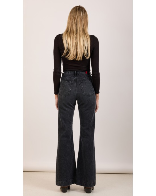 Salt & Pepper Alex Vintage Black Fade Out Flare Denim Παντελόνι