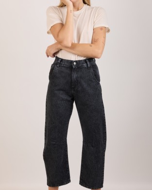 Salt & Pepper Chris Black Pearl Barrel Leg Denim Παντελόνι