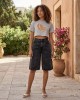 Salt & Pepper Elda Vintage Black Wide Leg Τζιν Βερμούδα