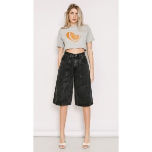 Salt & Pepper Elda Vintage Black Wide Leg Τζιν Βερμούδα