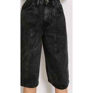 Salt & Pepper Elda Vintage Black Wide Leg Τζιν Βερμούδα