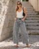 Salt & Pepper Gwen Grey Pearl Cropped Τζιν Ψηλόμεσο Wide-Leg Παντελόνι