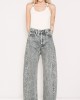 Salt & Pepper Gwen Grey Pearl Cropped Τζιν Ψηλόμεσο Wide-Leg Παντελόνι