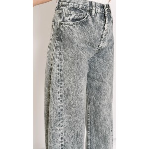Salt & Pepper Gwen Grey Pearl Cropped Τζιν Ψηλόμεσο Wide-Leg Παντελόνι