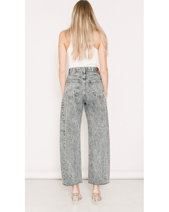 Salt & Pepper Gwen Grey Pearl Cropped Τζιν Ψηλόμεσο Wide-Leg Παντελόνι