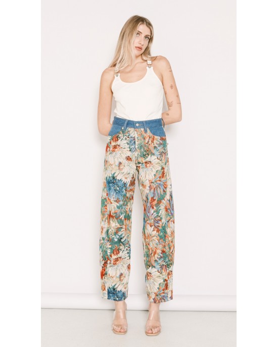 Salt & Pepper Gwen Indigo Flowers Wide-Leg Τζιν Παντελόνι