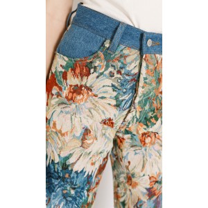 Salt & Pepper Gwen Indigo Flowers Wide-Leg Τζιν Παντελόνι