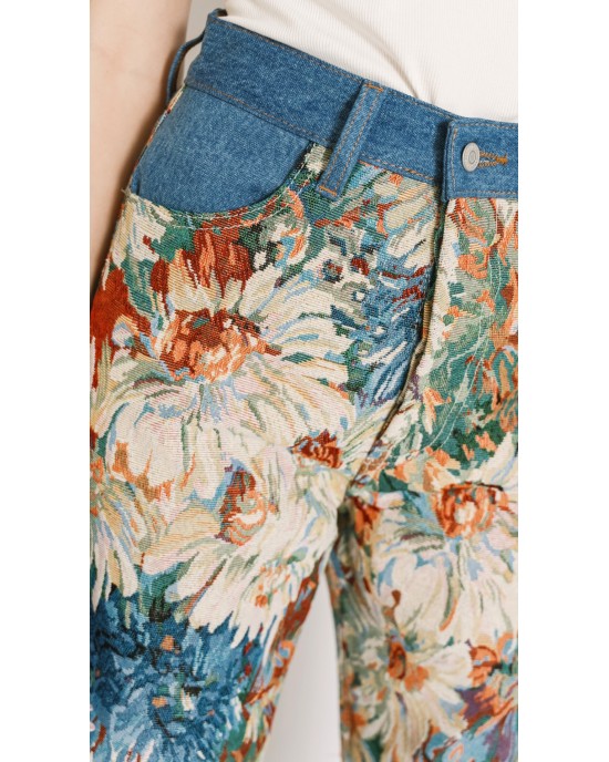 Salt & Pepper Gwen Indigo Flowers Wide-Leg Τζιν Παντελόνι