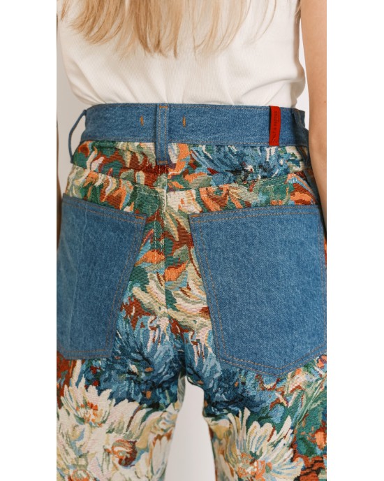 Salt & Pepper Gwen Indigo Flowers Wide-Leg Τζιν Παντελόνι