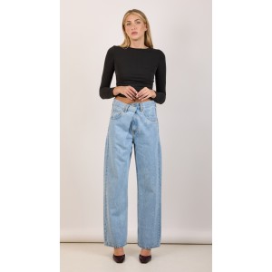 Salt & Pepper Luna Light Wide Leg Denim Παντελόνι