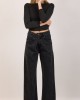 Salt & Pepper Luna Vintage Black Wide Leg Denim Παντελόνι