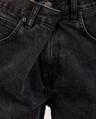 Salt & Pepper Luna Vintage Black Wide Leg Denim Παντελόνι