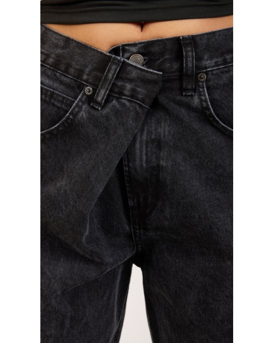 Salt & Pepper Luna Vintage Black Wide Leg Denim Παντελόνι