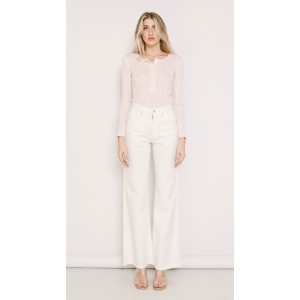 Salt & Pepper Marissa Off-White Cropped Wide Leg Τζιν Παντελόνι