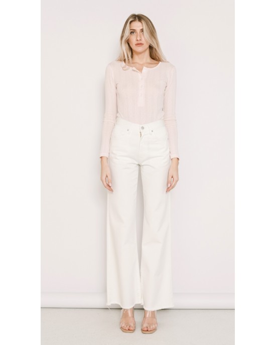 Salt & Pepper Marissa Off-White Cropped Wide Leg Τζιν Παντελόνι