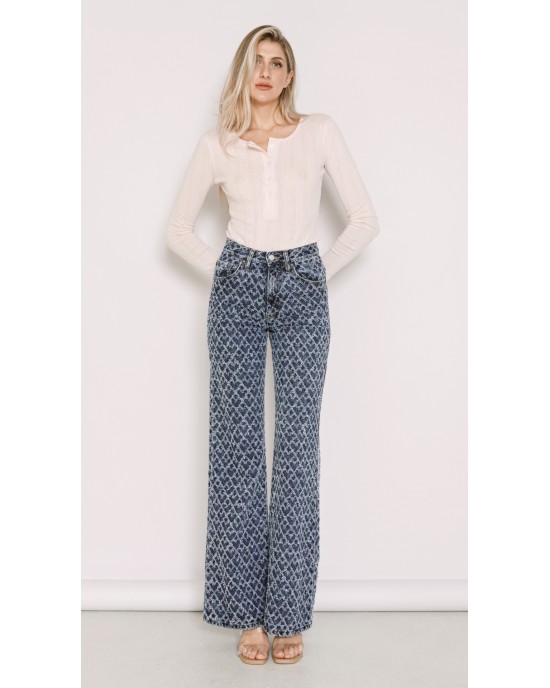 Salt & Pepper Marissa S/W Hearts Wide Leg Τζιν Παντελόνι