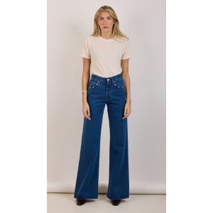 Salt & Pepper Marissa S/W Studded Wide Leg Denim Παντελόνι
