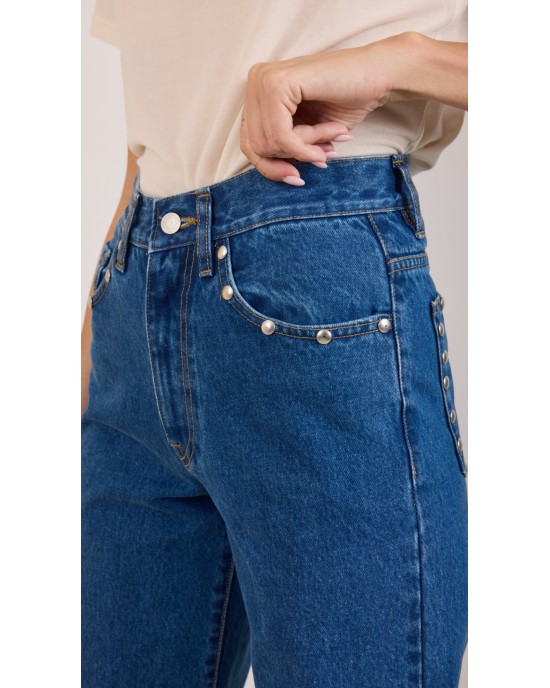 Salt & Pepper Marissa S/W Studded Wide Leg Denim Παντελόνι