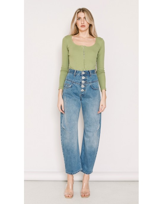 Salt & Pepper Mary Medium Fade Out Τζιν Ψηλόμεσο Παντελόνι