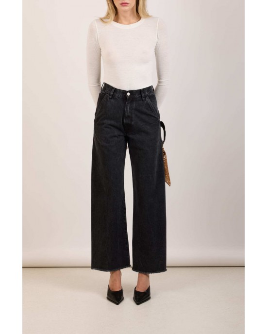 Salt & Pepper Megan Vintage Black Wide Leg Denim Παντελόνι