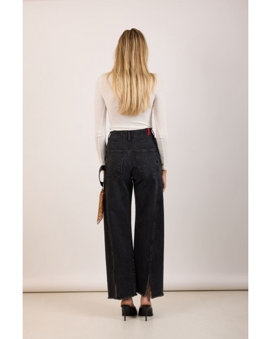 Salt & Pepper Megan Vintage Black Wide Leg Denim Παντελόνι