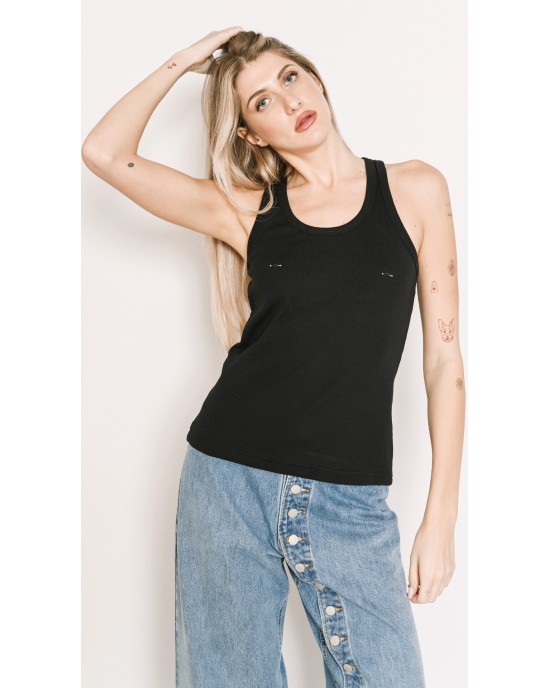 Salt & Pepper Melanie Black Piercings Tank Τοπ