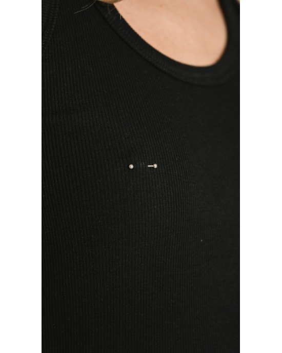 Salt & Pepper Melanie Black Piercings Tank Τοπ