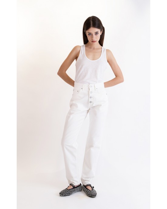 Salt & Pepper Barbara Off-White Buttons Τζιν Παντελόνι