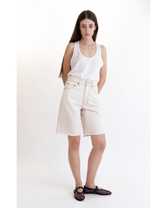 Salt & Pepper Martina Cream Cropped Τζιν Σορτς