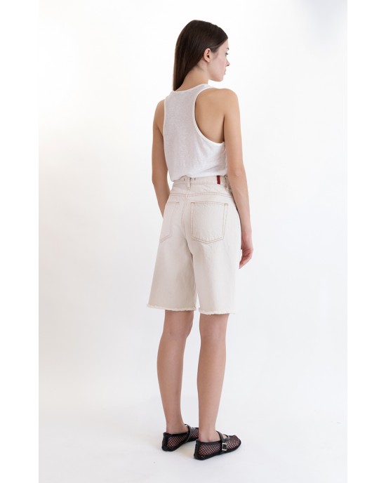 Salt & Pepper Martina Cream Cropped Τζιν Σορτς