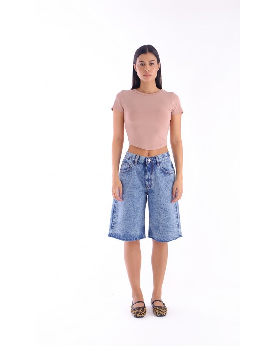 Salt & Pepper Lita Barrel Cropped Τζιν Σορτς