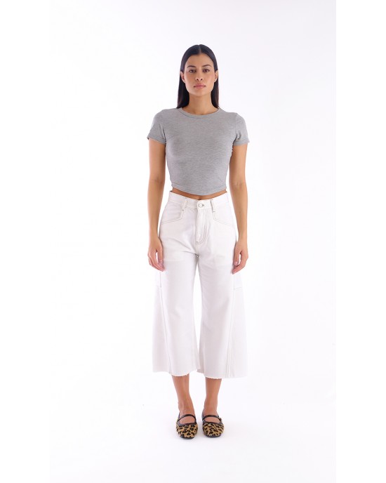 Salt & Pepper Robin Off-White Cropped Τζιν Παντελόνι