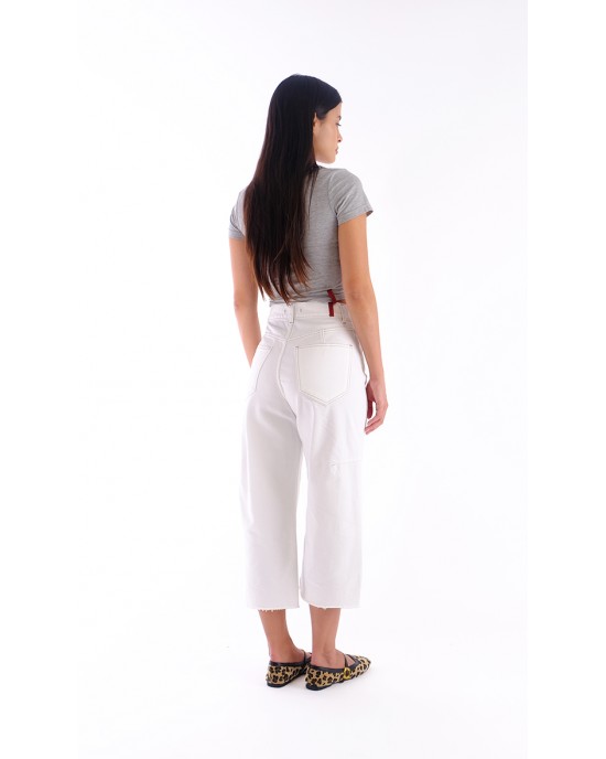 Salt & Pepper Robin Off-White Cropped Τζιν Παντελόνι