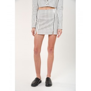 SUNSETGO. Milana Mini Φούστα Stripped Λευκό/Μαύρο