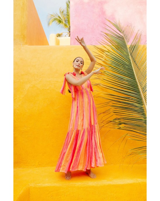 Sundress Fanya Long Φόρεμα Marbella Mix Neon Girl