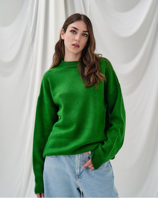 Tailor Made Knitwear Oversized Round Neck Πουλόβερ Green