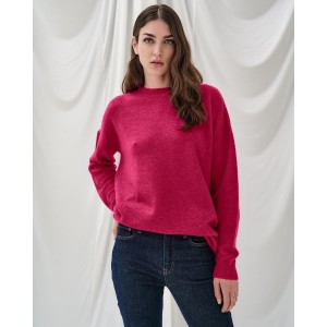 Tailor Made Oversized Round Neck Fuchsia Πουλόβερ