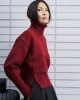 Tailor Made Oversized Knit Turtleneck Bordeaux Πουλόβερ